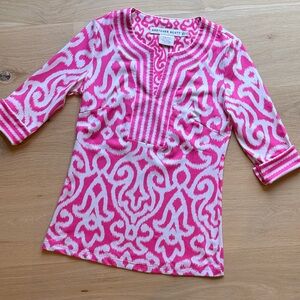 Gretchen Scott Designs Pink and White Tunic Top